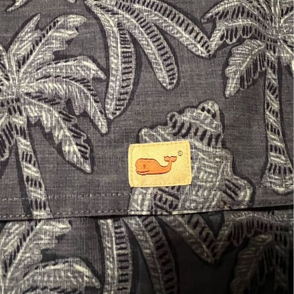 Vineyard Vines Harbor Shirt Navy Palm Print Short Sleeve Button Fishing Size M - Picture 11 of 16